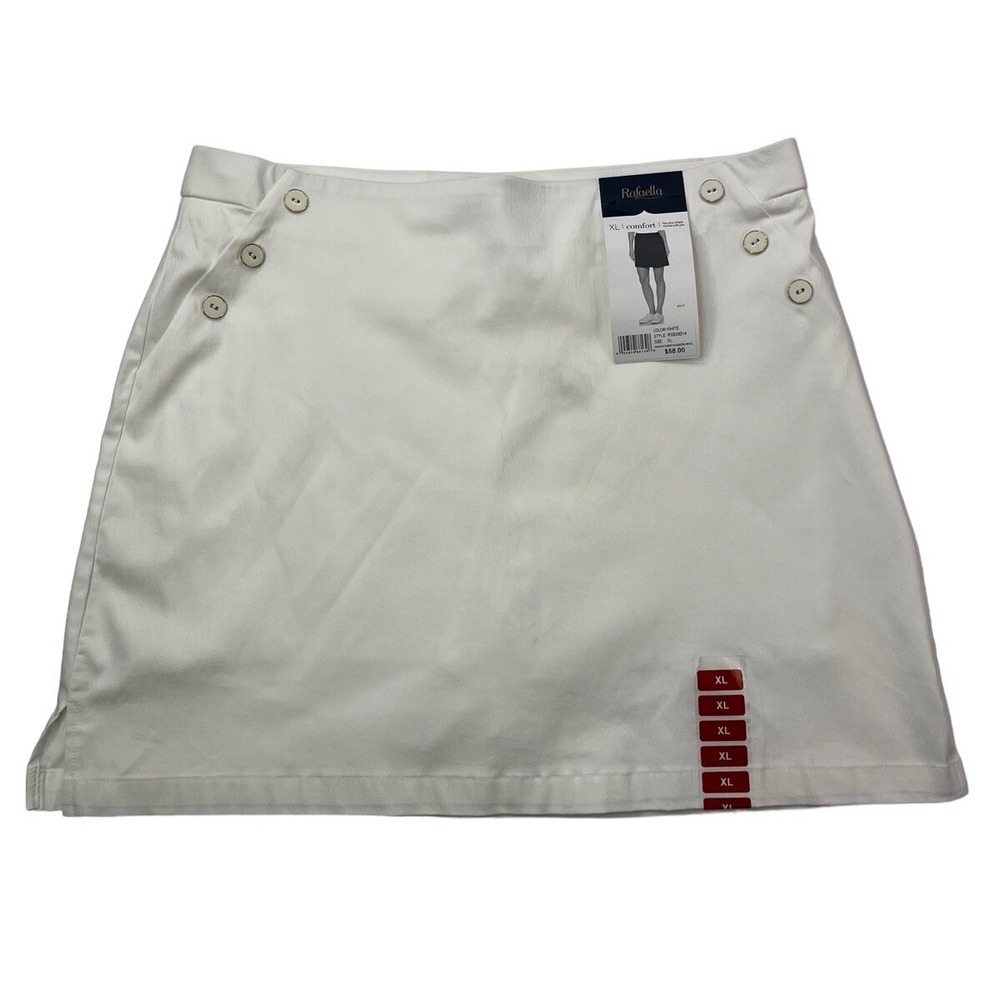 Rafaella Women's XL XLARGE White‎ Pull-On Elastic Waist Skirt Skort NEW NWT